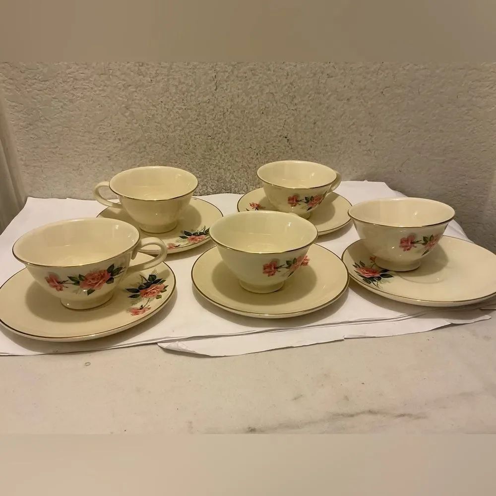 Taylor Smith Taylor Summer Rose tea cup and saucers set of 5